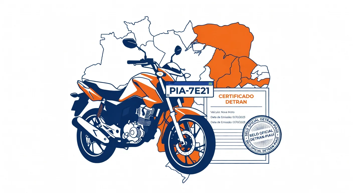 Emplacamento de moto Piauí 2026: documentos, custo e passo a passo
