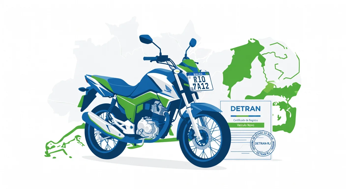 Emplacamento de moto Rio de Janeiro 2026: documentos, custo e passo a passo