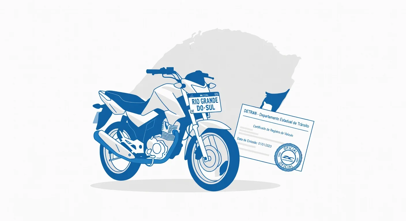 Emplacamento de moto Rio Grande do Sul 2026: documentos, custo e passo a passo
