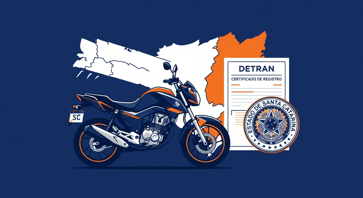 Emplacamento de moto Santa Catarina 2026: documentos, custo e passo a passo