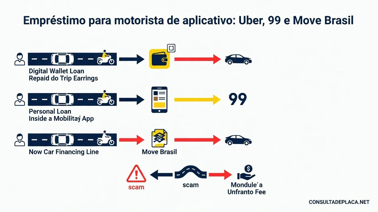 Empréstimo para motorista de aplicativo: Uber, 99 e Move Brasil