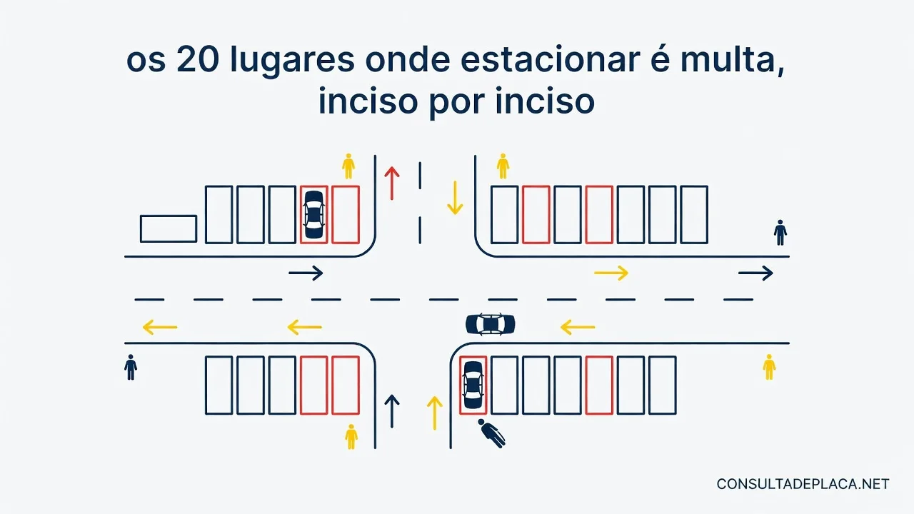 Artigo 181 do CTB: os 20 lugares onde estacionar é multa, inciso por inciso