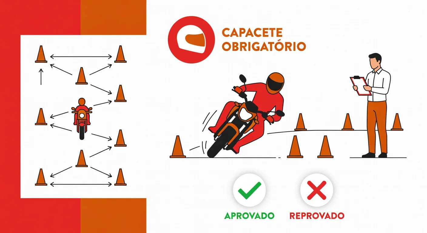 Exame prático CNH moto 2026: baliza, circuito e dicas para passar