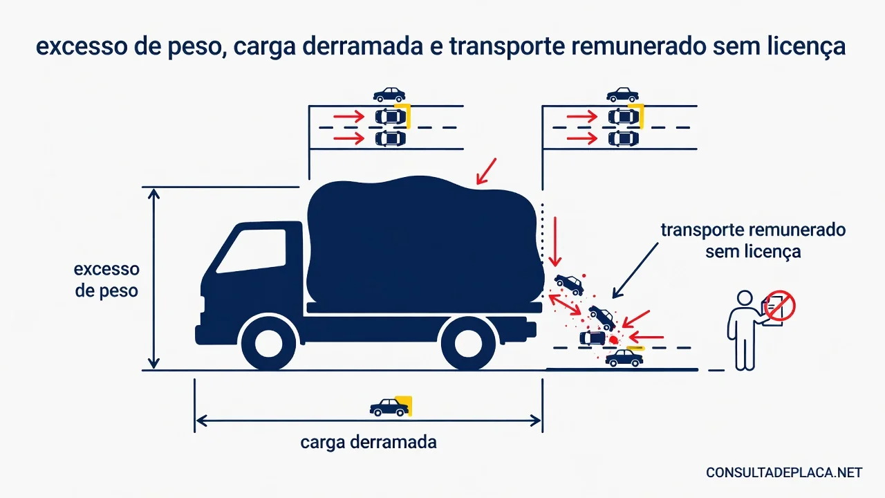 Artigo 231 do CTB: excesso de peso, carga derramada e transporte remunerado sem licença