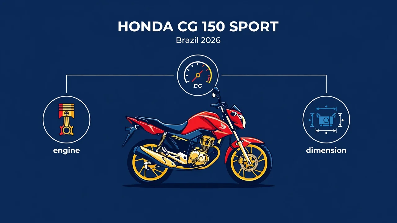 Ficha Técnica CG 150 Sport 2026: Motor, Freios e Diferenças
