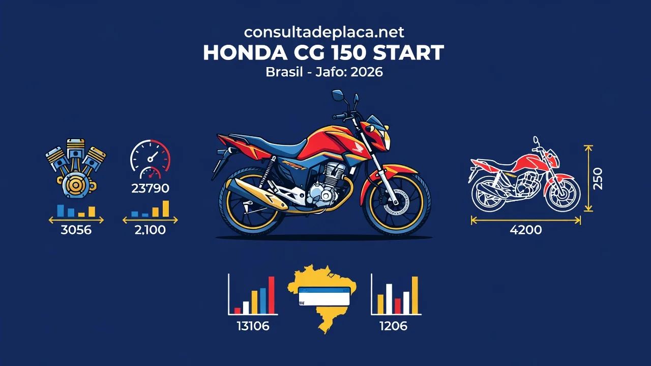 Ficha Técnica CG 150 Start 2026: Motor, Consumo, Freios e Peso