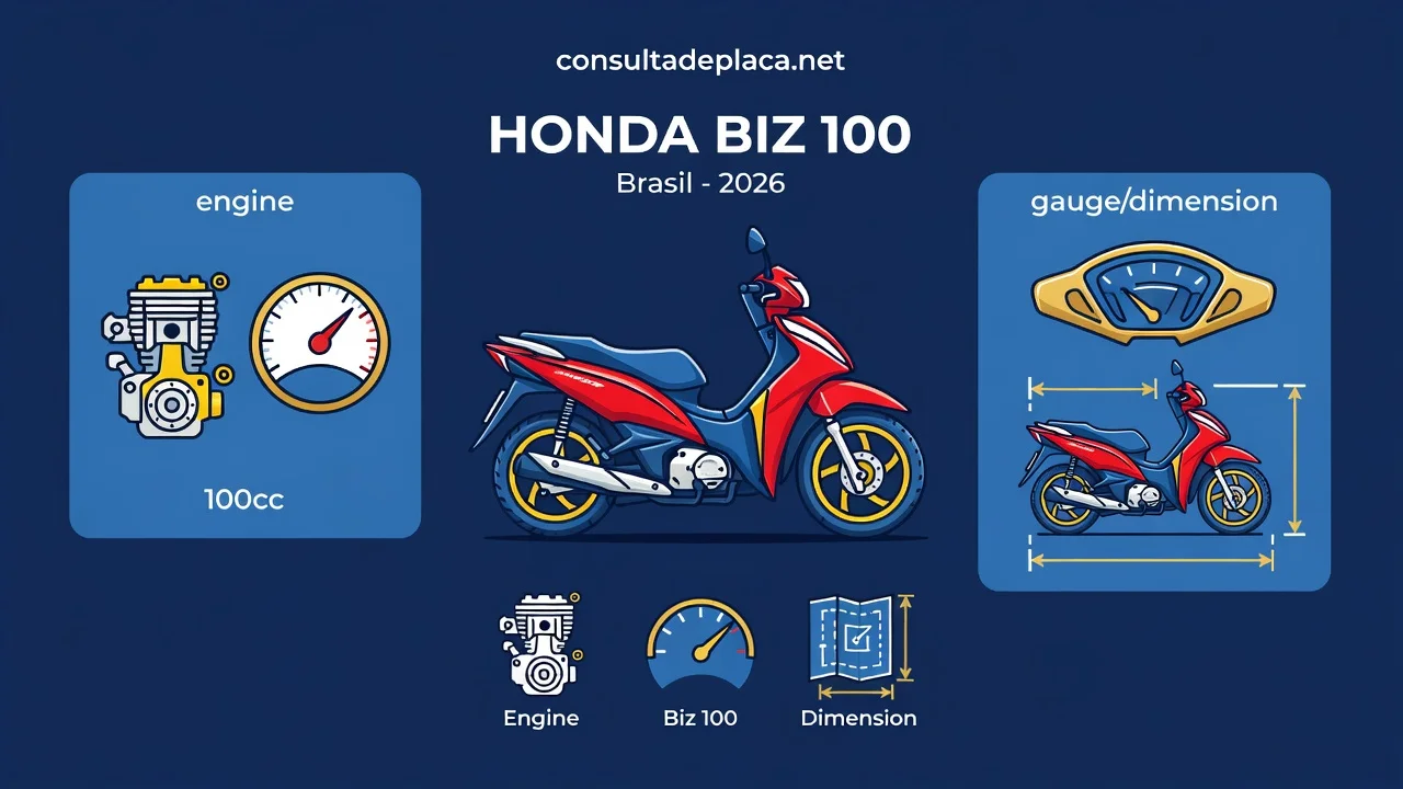 Ficha Técnica Honda Biz 100 2026: Motor, Consumo e Medidas