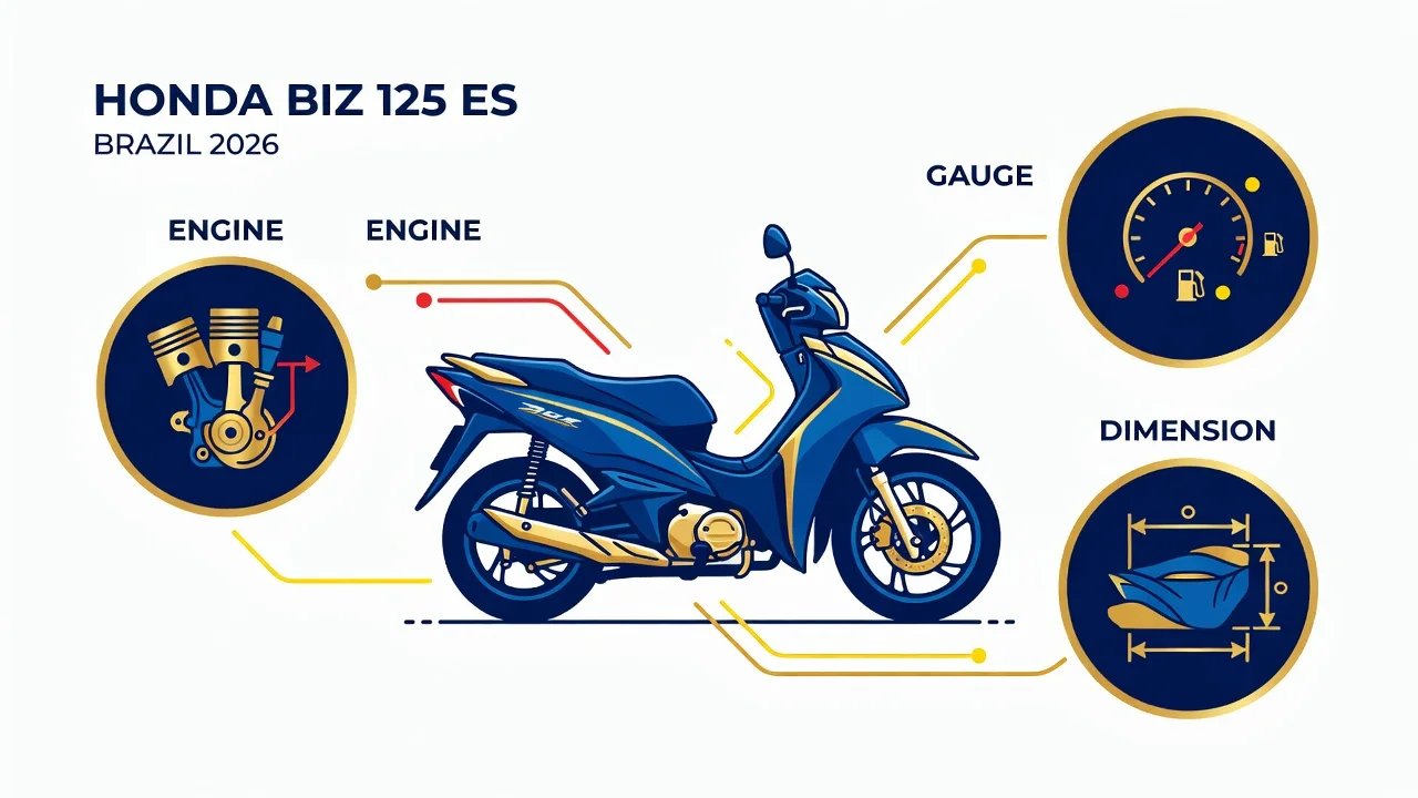 Ficha Técnica Honda Biz 125 ES 2026: Motor, Consumo e Medidas