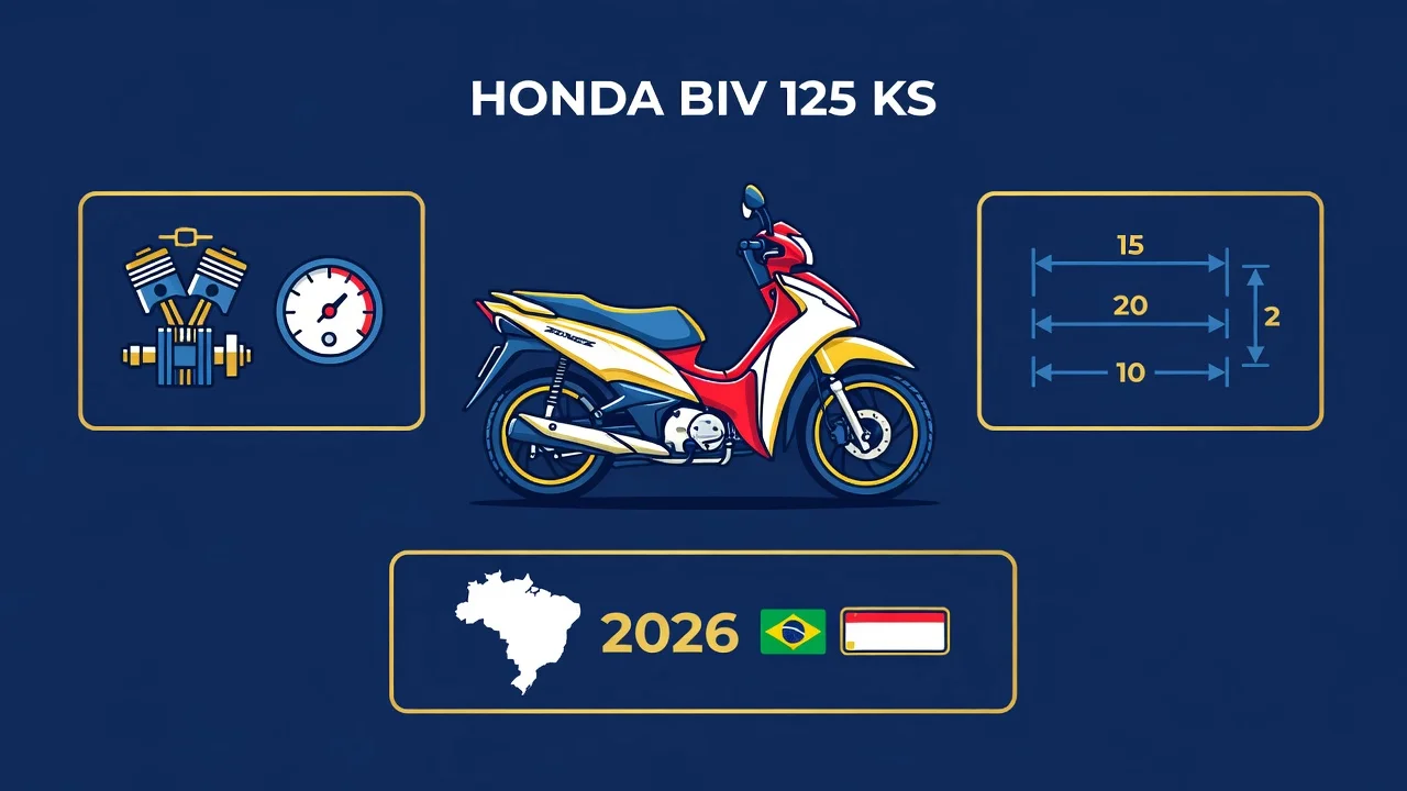 Ficha Técnica Honda Biz 125 KS 2026: Motor, Consumo e Freios