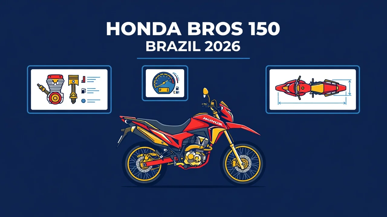 Ficha Técnica Bros 150 2026: Motor, Consumo, Freios e Peso
