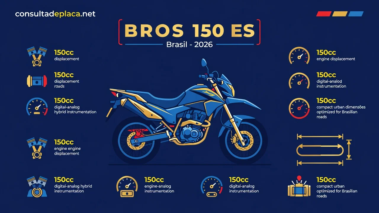 Ficha Técnica Bros 150 ES 2026: Motor, Suspensão e Consumo
