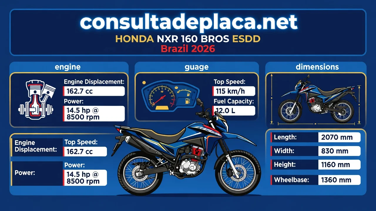 Ficha Técnica Bros ESDD 2026: NXR 160, Freios e Consumo