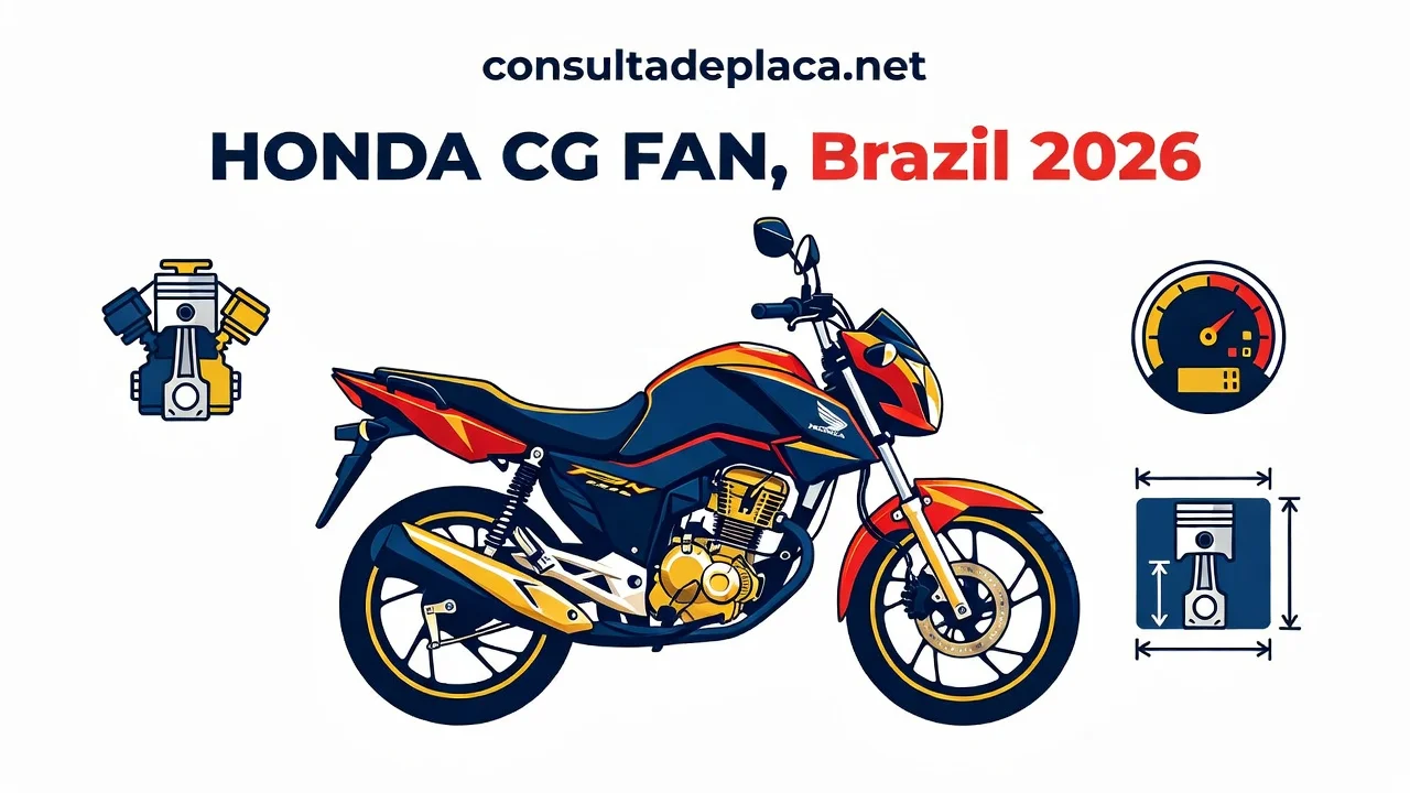 Ficha Técnica Honda CG Fan 2026: Motor 160, Consumo e Freios