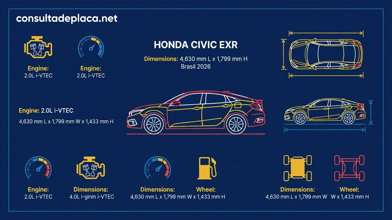 Ficha Técnica Honda Civic EXR 2026: Motor 2.0, Consumo e 0 a 100