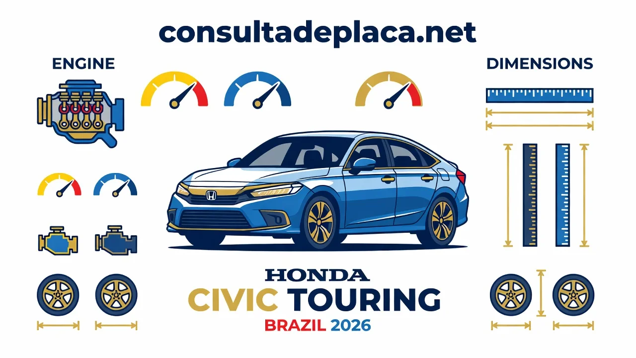 Ficha Técnica Honda Civic Touring 2026: Motor, Consumo e Medidas