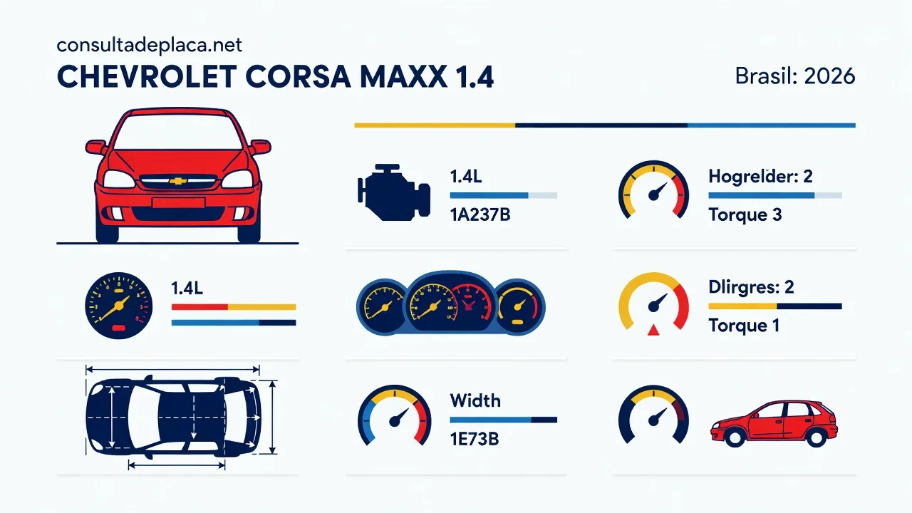 Ficha Técnica Corsa Maxx 1.4 2026: Motor Flex e Consumo