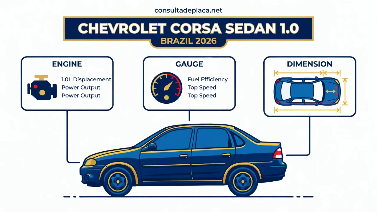 Ficha Técnica Corsa Sedan 1.0 2026: Motor VHC, Consumo e Medidas