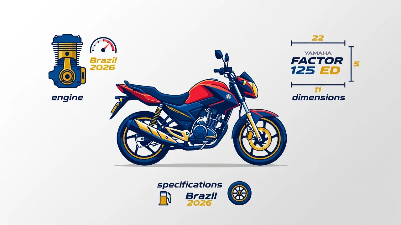 Ficha Técnica Yamaha Factor 125 ED 2026: Consumo, Potência e Freios