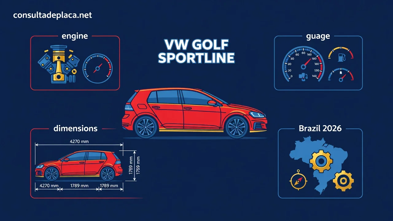 Ficha Técnica Golf Sportline 2026: Motor 1.6, Consumo e Medidas
