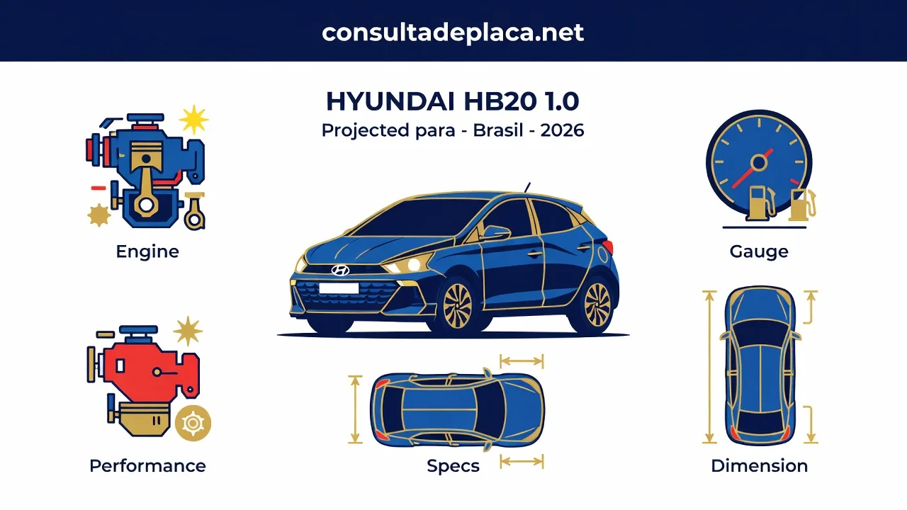 Ficha Técnica HB20 1.0 2026: Motor, Consumo e Dimensões