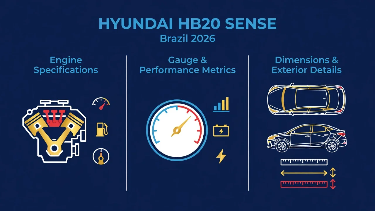 Ficha Técnica HB20 Sense 2026: Motor 1.0, Consumo e Medidas