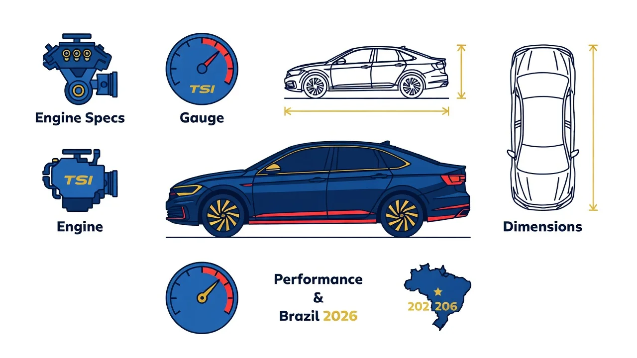 Ficha Técnica Jetta TSI 2026: Motores, Consumo e Porta-Malas