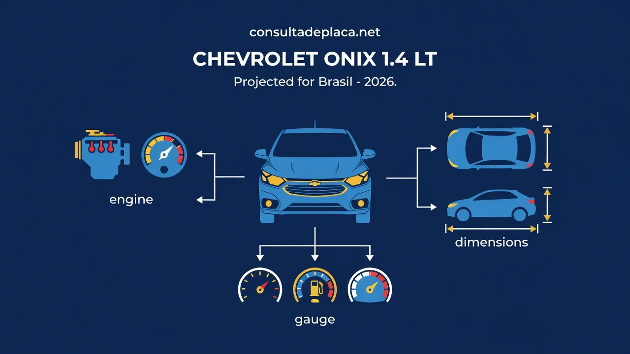 Ficha Técnica Onix 1.4 LT 2026: Motor, Consumo, Câmbio e Dimensões