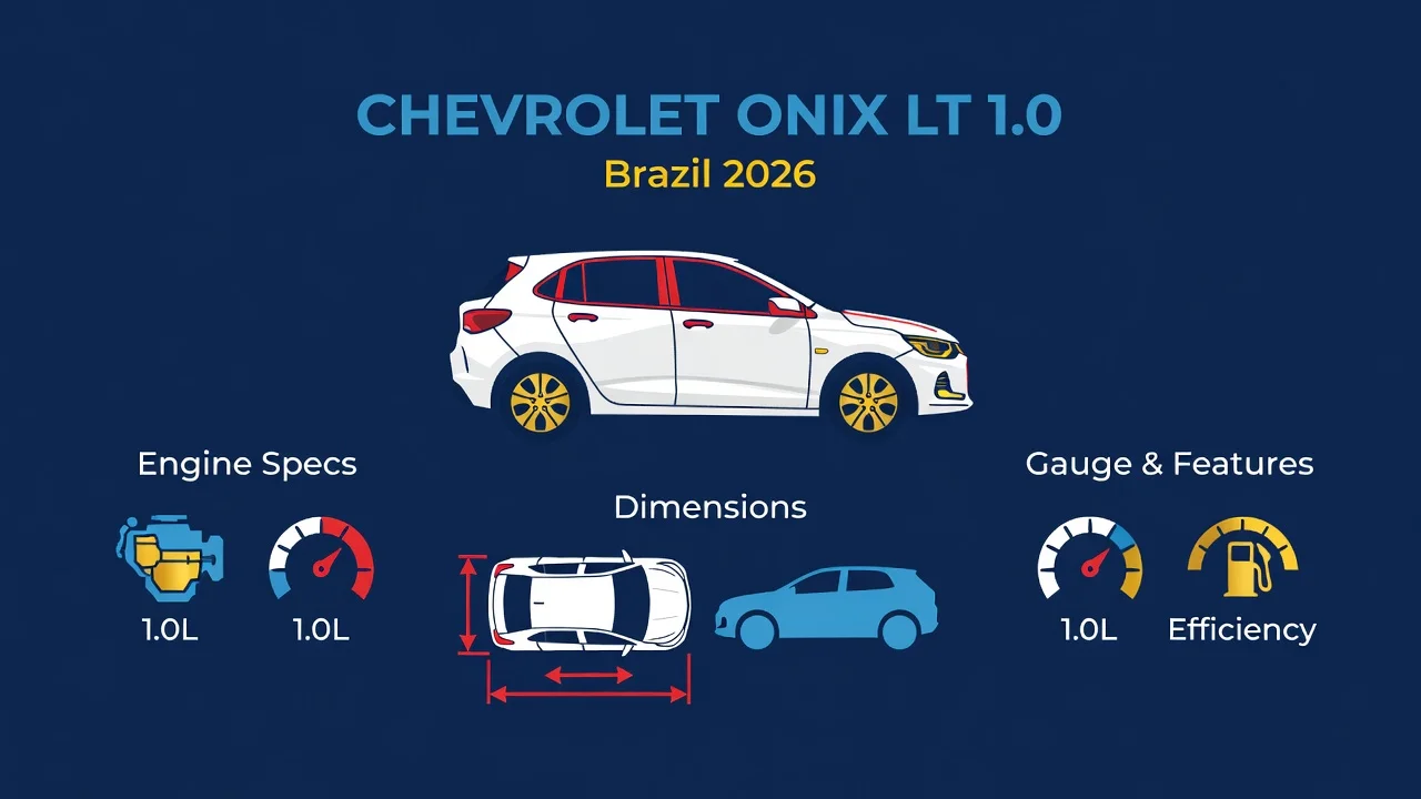Ficha Técnica Onix LT 1.0 2026: Motor, Consumo e Porta-Malas