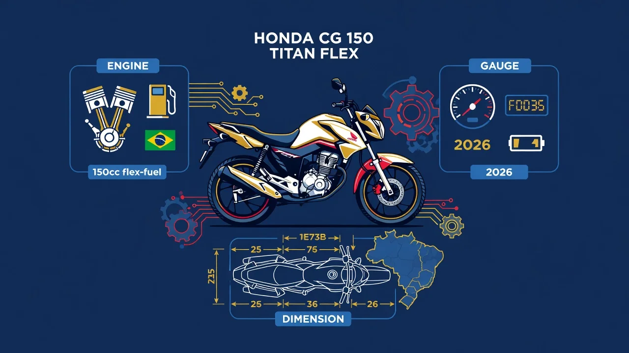 Ficha Técnica Titan 150 Flex 2026: Motor, Consumo e Câmbio