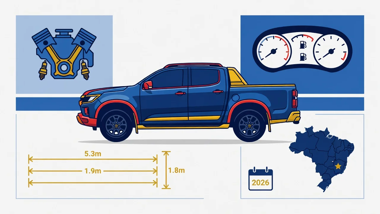 Ficha Técnica Chevrolet S10 Tornado 2026: Motor e Specs