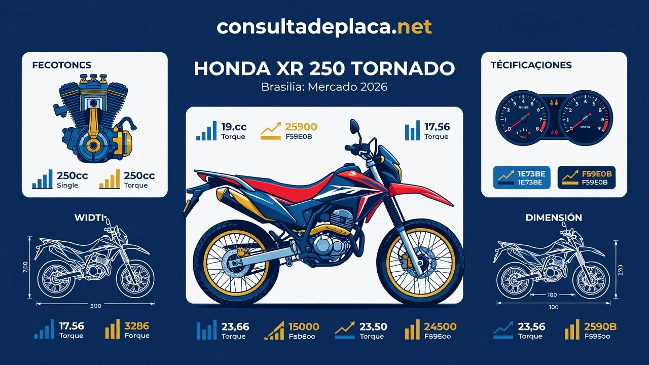 Ficha Técnica XR 250 Tornado 2026: Motor, Suspensão e Freios