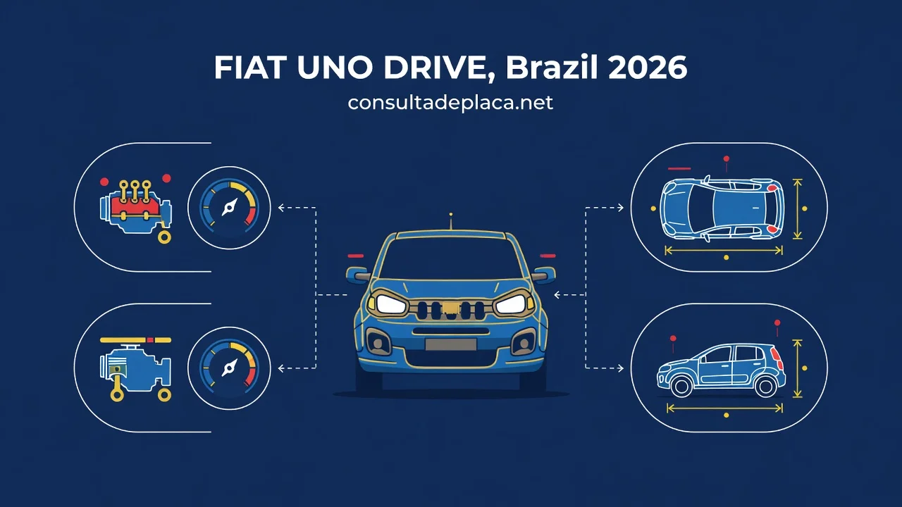 Ficha Técnica Uno Drive 2026: Motor 1.0 Firefly, Consumo e Medidas