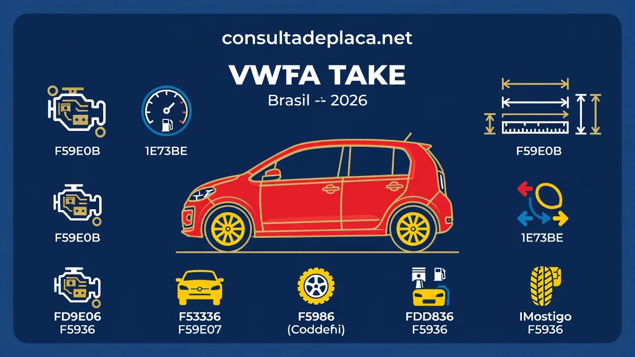 Ficha Técnica VW Up Take 2026: Motor 1.0, Consumo e Medidas