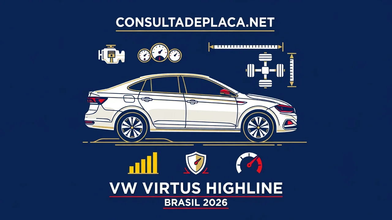 Ficha Técnica VW Virtus Highline 2026: Motor 200 TSI e Medidas