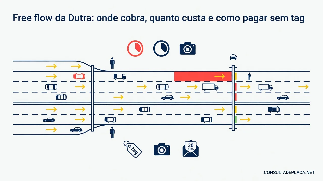 Free flow da Dutra: onde cobra, quanto custa e como pagar sem tag