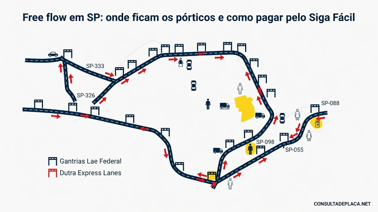 Free flow em SP: onde ficam os pórticos e como pagar pelo Siga Fácil