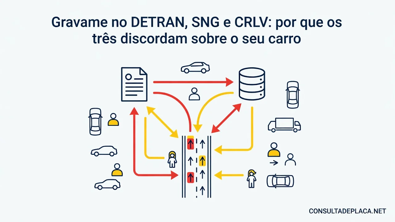 Gravame no DETRAN, SNG e CRLV: por que os três discordam sobre o seu carro