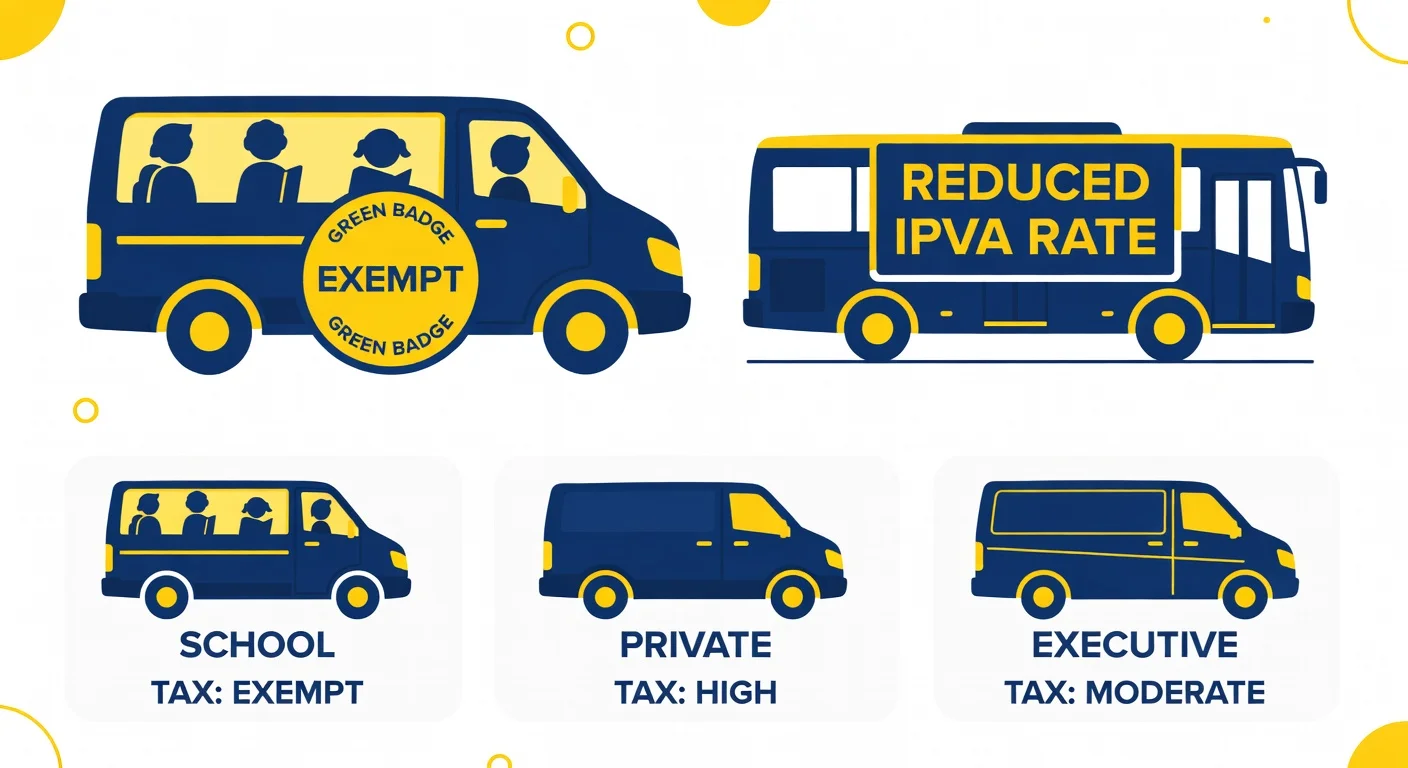 IPVA de van e ônibus 2026: alíquota, isenção escolar e como pagar