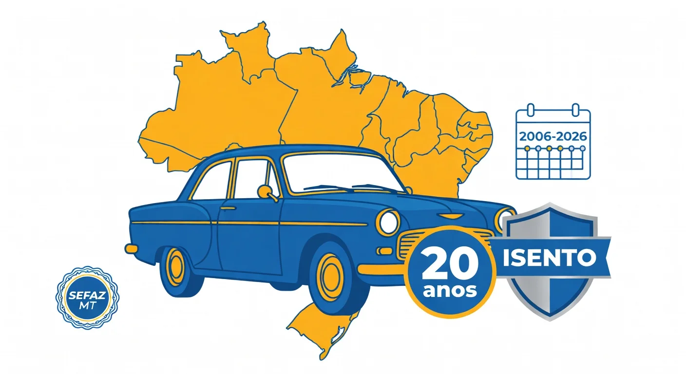 Isenção IPVA veículo antigo Mato Grosso 2026: 20 anos e fabricados até 2006