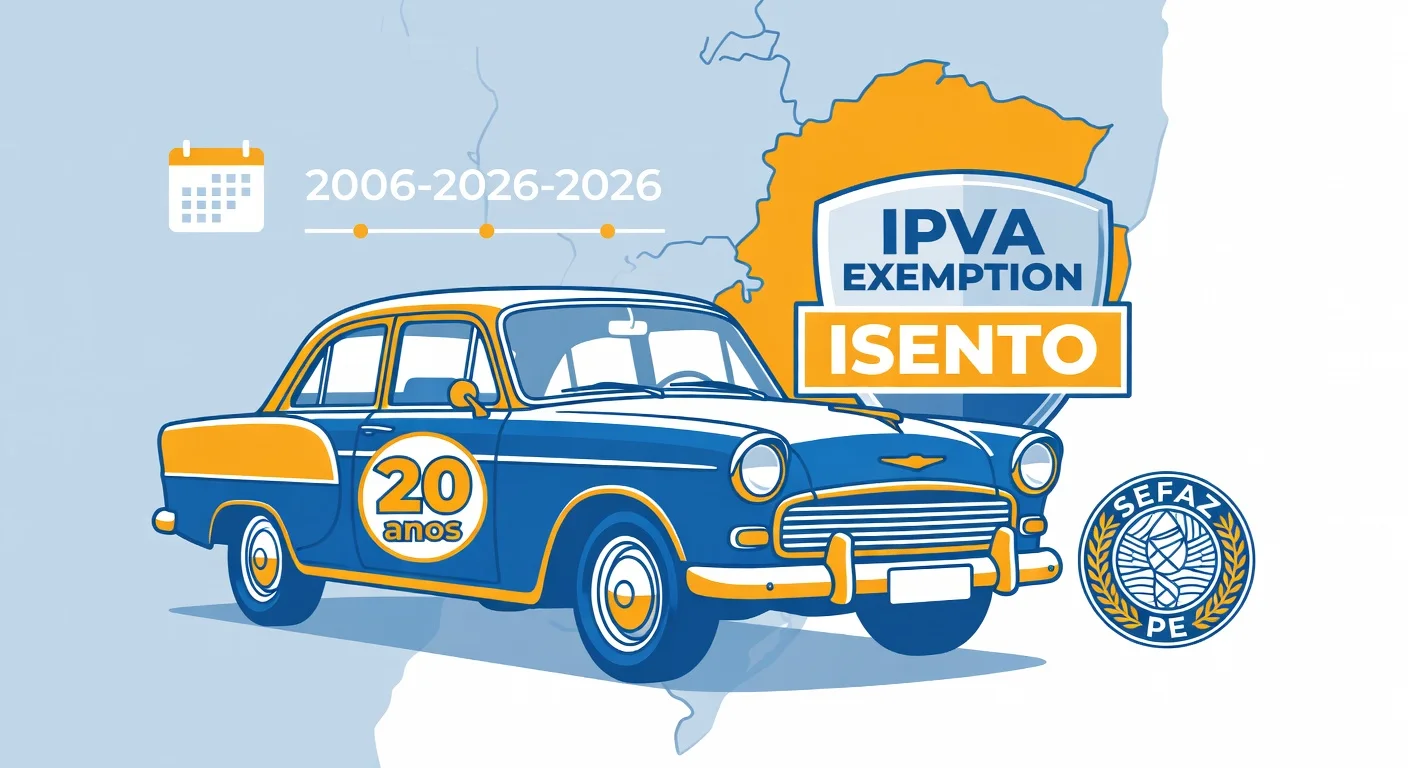 Isenção IPVA veículo antigo Pernambuco 2026: 20 anos e fabricados até 2006