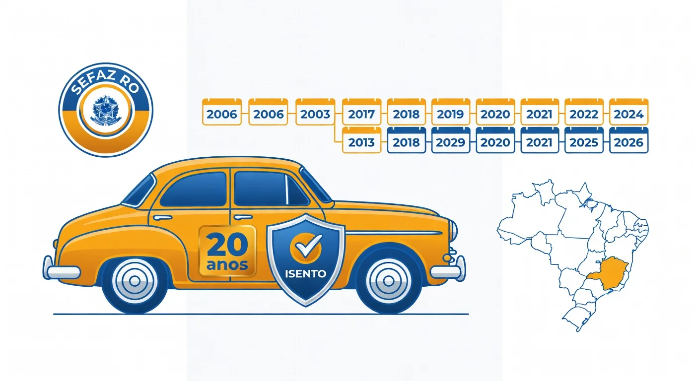 Isenção IPVA veículo antigo Rondônia 2026: 20 anos e fabricados até 2006