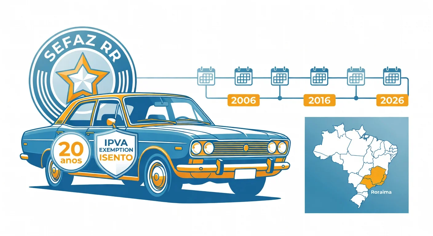 Isenção IPVA veículo antigo Roraima 2026: 20 anos e fabricados até 2006