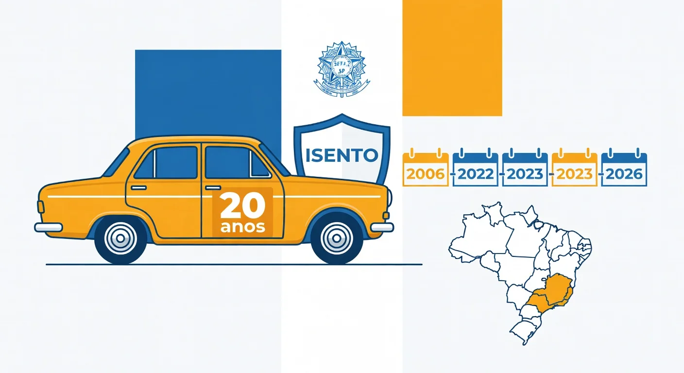 Isenção IPVA veículo antigo São Paulo 2026: 20 anos e fabricados até 2006