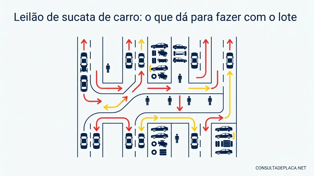Leilão de sucata de carro: o que dá para fazer com o lote