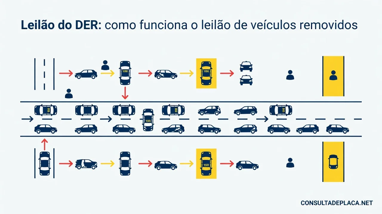 Leilão do DER: como funciona o leilão de veículos removidos