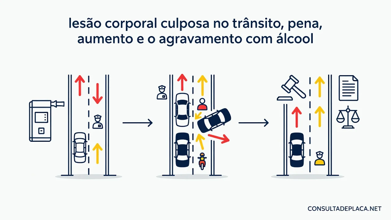 Artigo 303 do CTB: lesão corporal culposa no trânsito, pena, aumento e o agravamento com álcool