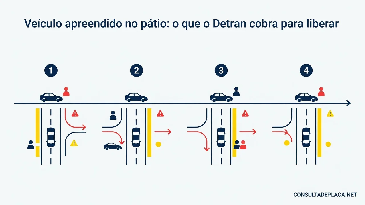 Veiculo apreendido no patio: o que o Detran cobra para liberar