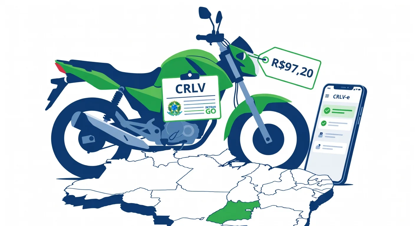 Licenciamento moto Goiás 2026: taxa R$97,20, documentos e CRLV digital