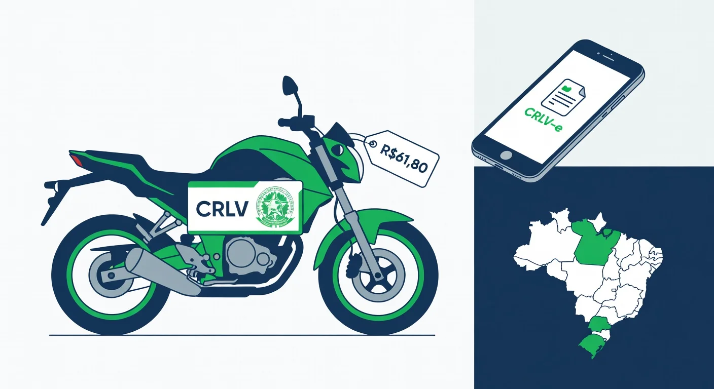 Licenciamento moto Maranhão 2026: taxa R$61,80, documentos e CRLV digital
