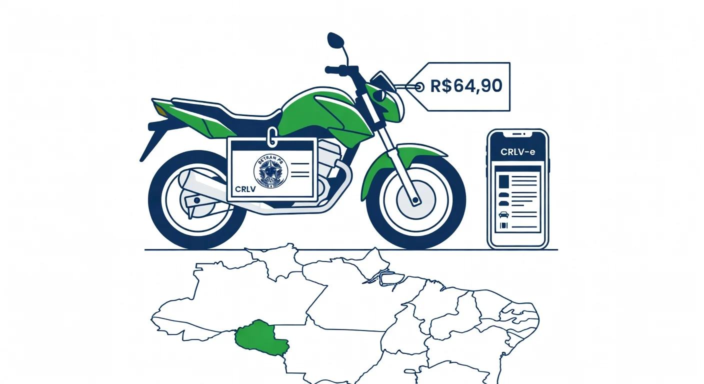 Licenciamento moto Paraíba 2026: taxa R$64,90, documentos e CRLV digital